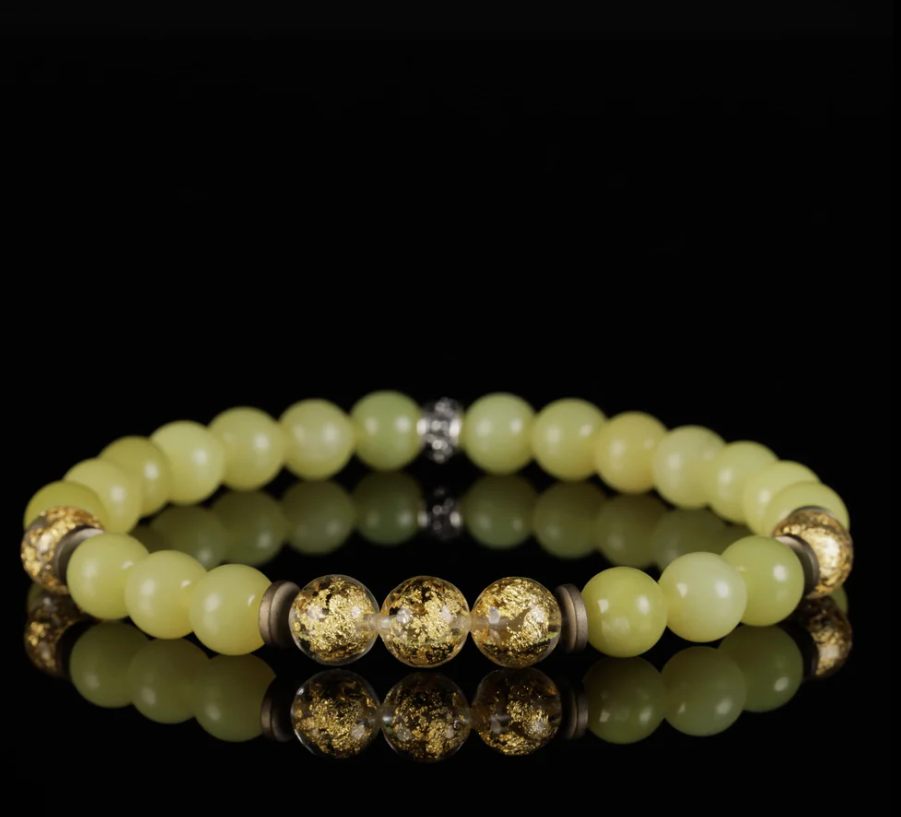 Lemon Jade & Gold Foil Prosperity Bracelet