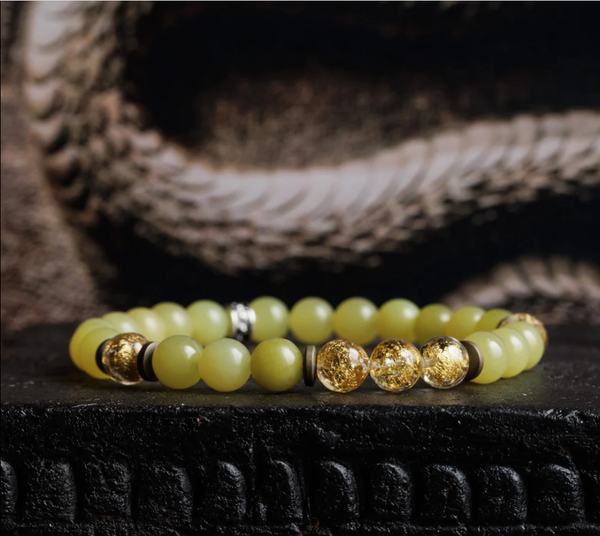 Lemon Jade & Gold Foil Prosperity Bracelet
