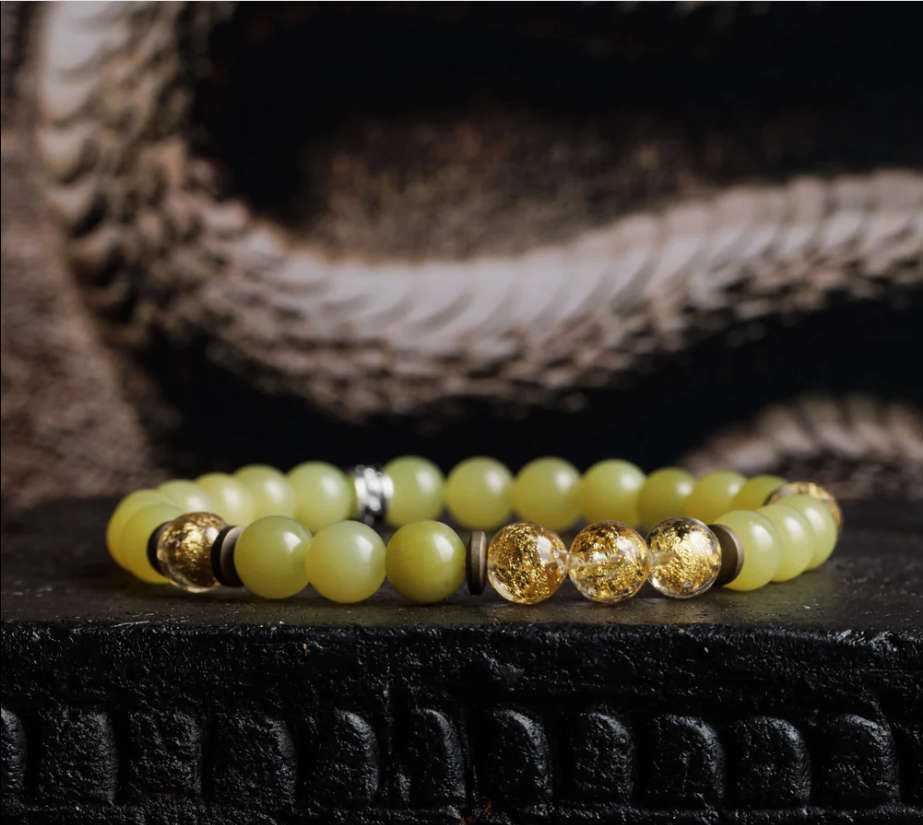 Lemon Jade & Gold Foil Prosperity Bracelet