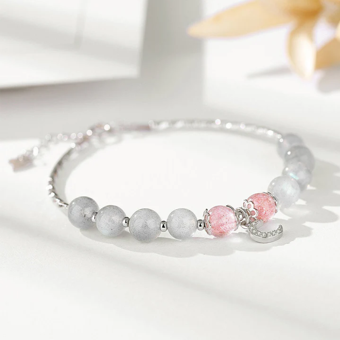 Moonstone & Strawberry Quartz Love Energy Bracelet