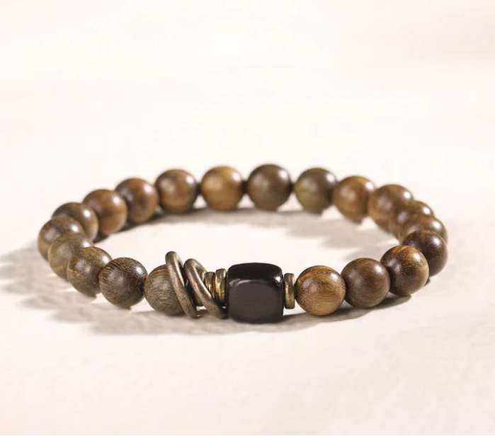 Green Sandalwood & Obsidian Balance Bracelet